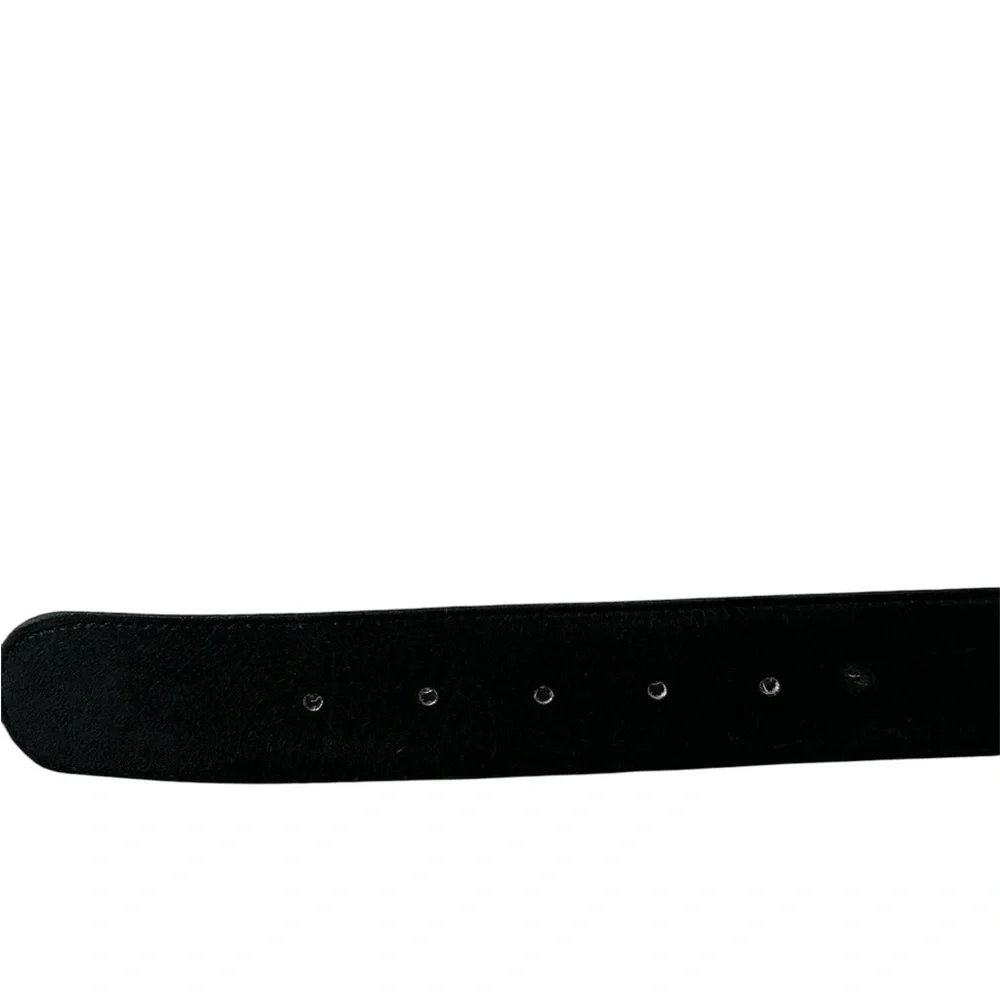 Women’s Black Suede 1 1/2 inch Wide Belt with Gold Hammered Buckle Size M